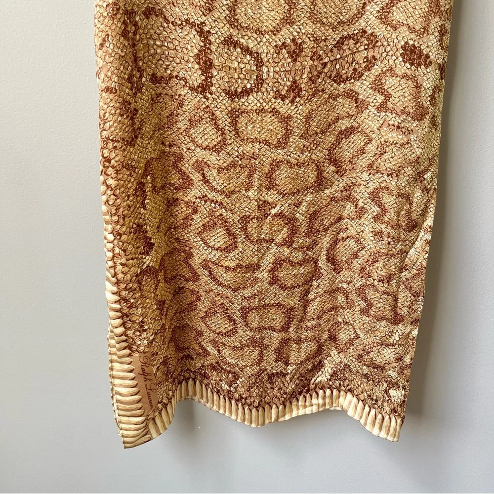 Vintage Ralph Lauren 100% Silk Scarf Animal Print Japan Preppy Classic 90s Camel - Picture 8 of 12